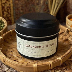 Bougie en cire de soja dans un boîtier métallique décoratif parfait, cire de soja pure <span class=keywords><strong>et</strong></span> biologique, pots de bougies aux huiles naturelles pour le salon - Product Image 4