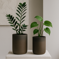 Pot de fleurs en forme de boule en ciment fait à la main, grand modèle 55x55x43cm, pour intérieur, extérieur, balcon, jardin, décoration de la maison