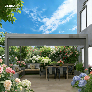 Persianas Enrollables Manuales de Tela <span class=keywords><strong>Horizontal</strong></span> para Exteriores, con Riel de Cremallera, para Pérgola, <span class=keywords><strong>Toldo</strong></span>, Resistentes al Viento, Impermeables, Protección Solar, para Bodas - Product Image 5