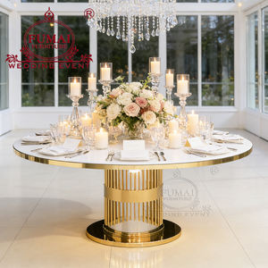 Modern Stainless Steel & MDF <b>Round</b> Black Banquet Dining <b>Table</b> Set for Hotel and <b>Outdoor</b> Use - Product Image 3