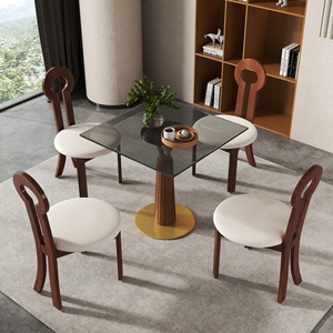 Voxhome Drop Shipping Modern Sintered Stone Square Dining Room Furniture <strong>4</strong> <strong>Seater</strong> <strong>Bistro</strong> Coffee Shop Dining Table Chairs <strong>Set</strong> - Product Image 3