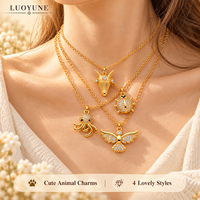 Collier pendentif animalier doré LUOYUNE – Chèvre, Coccinelle, Pieuvre, Ange – Bijoux étincelants tendance pour femme, idéal pour le quotidien