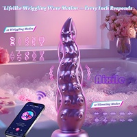 Vibromasseur fantaisie en forme de tentacule d'octopus, vibrant et ondulant, avec ventouse, télécommande via application, pour stimulation du point G et anale