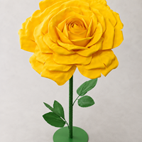 Support de fleurs géant en papier jaune, fleurs artificielles pour décoration de mariage, événements, présentation florale commerciale, vitrine de centre commercial