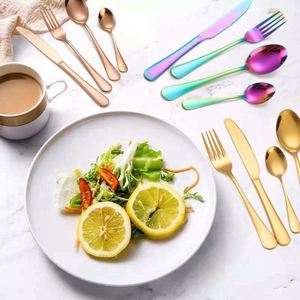 Hot Selling 2024 Stainless Steel Gold Cutlery 24 Piece Wedding Party Flatware Set 4pcs Silverware with Wooden Box - Product Image 3
