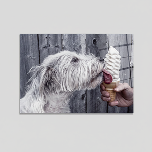 Printed <b>Canvas</b>: Cute Dog Eating Ice Cream Artwork, Elegant <b>Wall</b> Decor,TEMPERED GLASS ART - Product Image 2