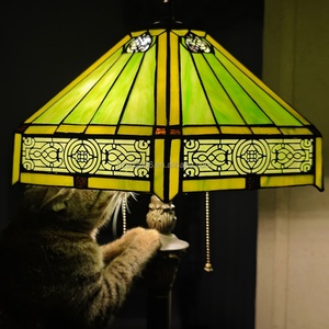 Lampe sur pied Tiffany en verre européen de 16 pouces avec LED pour salle à manger, chambre à coucher, chambre d'enfant, ampoule E27, lumière à économie d'énergie - Product Image 4