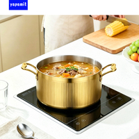 Casserole à soupe moderne de luxe en acier inoxydable triple couche compatible induction, résistante au four et au lave-vaisselle