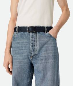 Cinturón de Cuero Genuino Tejido Intreccio para Hombre, Estilo Casual Diario, con Hebilla de Pin, Diseño de Diseñador, para Jeans, Marca Bottega BV Veneta - Product Image 2