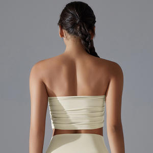 Couleur unie Yoga Top Tube Plissé Conception Respirant Slim Fit Antidérapant Courir Sous-Vêtements De Sport Vêtements De Fitness - Product Image 2