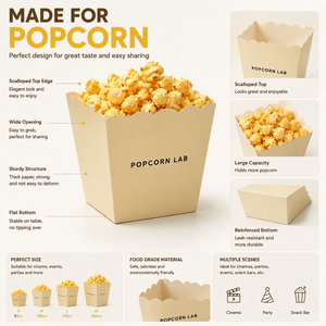 Caja <span class=keywords><strong>de</strong></span> Papel para Palomitas Personalizada Directo <span class=keywords><strong>de</strong></span> Fábrica con Logotipo Impreso, Contenedor Desechable Reciclable para Cine y Ferias - Product Image 6