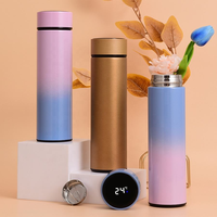 Bouteille d'eau de voyage isotherme en acier inoxydable 500 ml (17 oz) avec affichage LED de la température, anti-fuite, sans BPA, design minimaliste