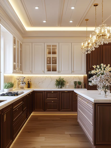 Buffet moderne en noyer <span class=keywords><strong>avec</strong></span> plateau en marbre, poignées dorées LED, porte en <span class=keywords><strong>verre</strong></span>, blanc - Product Image 1