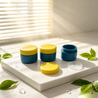 Pot cosmétique en PP à paroi épaisse monocouche, vert mat avec couvercle jaune, pour crème hydratante visage, éco-responsable