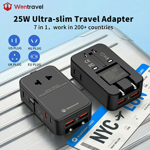Wontravel International Power Adapter Travel Adapter PD25W <b>7</b> Ports Ultra Slim Universal Plug Adapter - Product Image 1