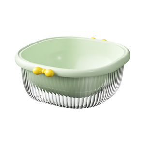 Double Layer Plastic Drain Basket For Kitchen Vegetable Fruit Washing And Straining With Two Tier Design - Product Image 5