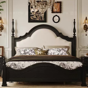 Meubles de chambre à coucher américains du milieu du siècle KMJ, <span class=keywords><strong>lit</strong></span> rembourré en <span class=keywords><strong>bois</strong></span> massif sculpté à la main - Product Image 2