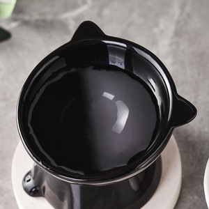 Nova Tigela para Gatos Preta Redonda com Boca Inclinada e Base Alta Protege a Coluna Cervical e Evita que a Tigela Cai - Product Image 3