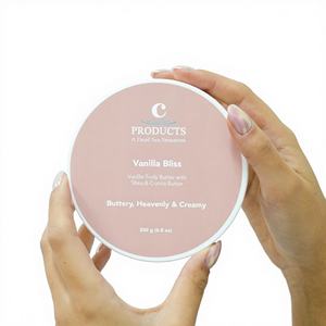 Beurre corporel à la vanille avec beurre de karité, beurre de cacao, sel de la mer Morte, formule riche et fondante pour une hydratation intense, une peau douce, une sensation chaude et sensuelle - Product Image 1