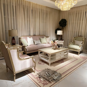 Elegante Juego de Muebles de Salón con Estructura de Madera Dorada, Sofá de Diseño Retro con Tela Cómoda, Sofá Inglés - Product Image 3