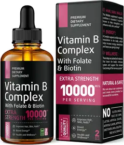 Atacador oem etiqueta privada suplementos de saúde orgânicos 10000mg vitaminas b complexa gotas de líquido para absorção rápida