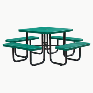 Parque al aire libre moderno circular de acero perforado picnic camping Mesa patio grande de metal expandido redondo mesa de comedor y silla - Product Image 3