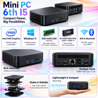 JINING Intel Core i5-6200u Mini PC Cangkang Plastik Ringan Output Dual Type-C Adaptor 12V/3A PC Desktop Bisnis Pasokan Grosir