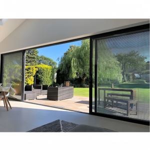 ประตูบานเลื่อนอลูมิเนียมกระจกนิรภัยสองชั้นแบบปรับแต่งได้ทันสมัยแผงทางเข้าบ้านสำหรับห้องนั่งเล่น - Product Image 4