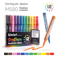 LANGUO – ensemble de marqueurs effaçables à sec, 12 couleurs, stylos pour tableau blanc, faible odeur, couleurs vives, séchage rapide, fournitures de papeterie pour bureau et école