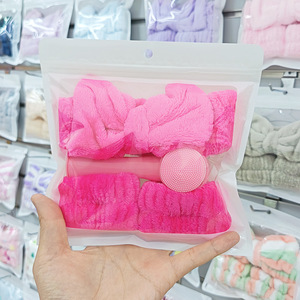 BELLEWORLD MU 4Pcs <strong>Flannel</strong> Sponge Facial Hairband Waterproof Wash <strong>Face</strong> Headband Hair Clip Set Wholesale Hair Accessories - Product Image 2