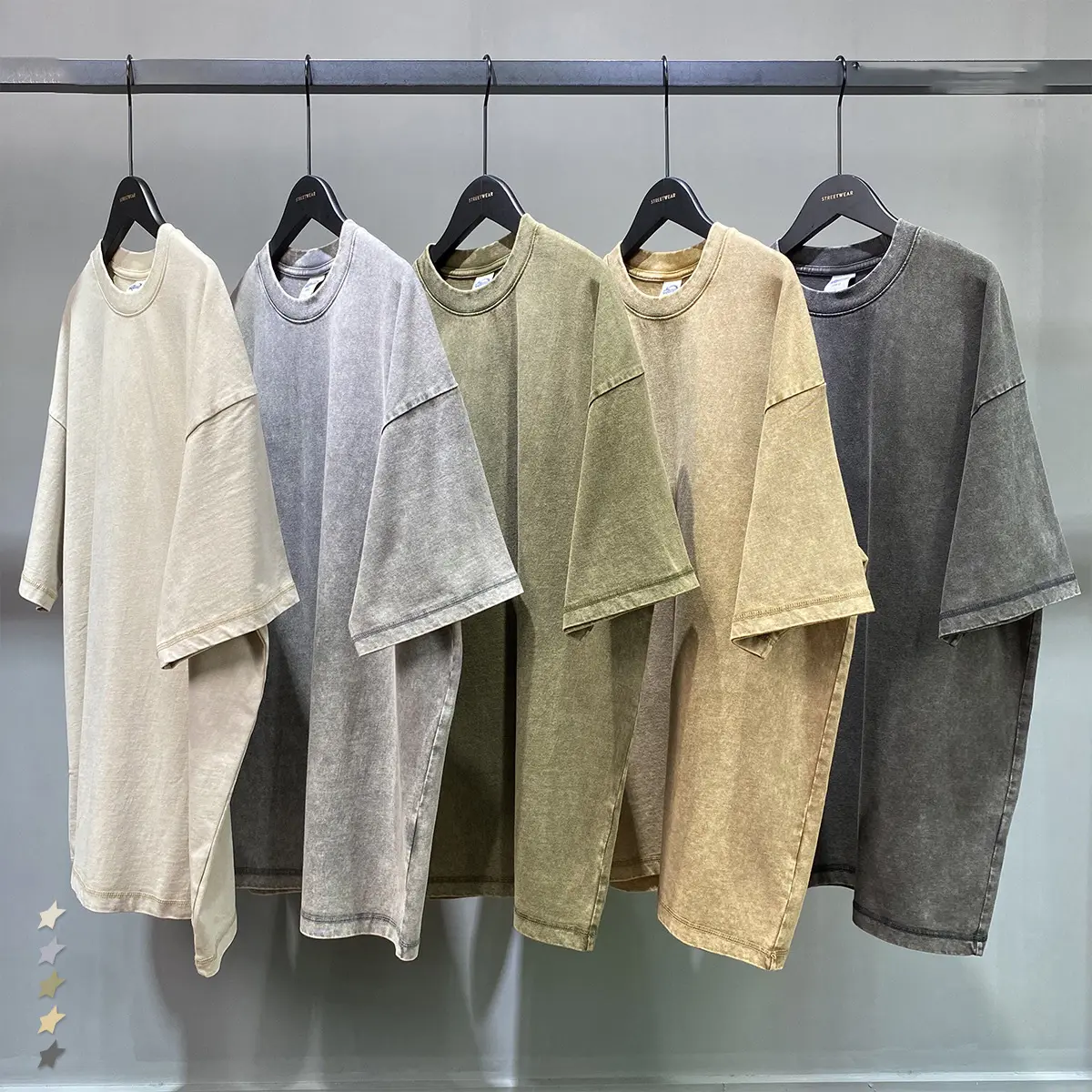 नई डिजाइन एसिड वॉश पुरुषों की टी-शर्ट थोक कपड़े सादा हैवीवेट कॉटन कस्टम लोगो ओवरसाइज़्ड ग्राफिक विंटेज टी शर्ट