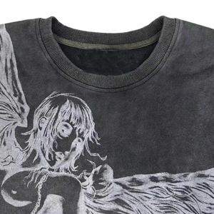 Vente flash : Pull vintage en coton 100% délavé à l'acide, surdimensionné, écologique, respirant, patchwork, double couche, manches longues pour homme - Product Image 5