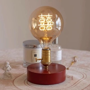 Wedding Lamp Chinese Double Happiness Vintage Table Lamp E27 Incandescent Bulb For Living Room Bedroom Study Ambient <b>Lighting</b> - Product Image 1