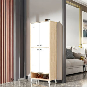 Meuble de rangement polyvalent Sonomo Wood Imaj blanc à 4 portes et 9 étagères, organisateur de chaussures à 4 portes - Product Image 6