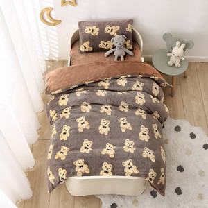 Housse de couette épaisse en velours de lait trois pièces, ensemble de literie pour enfants avec motif imprimé dessin animé mignon ours brun <span class=keywords><strong>petit</strong></span> <span class=keywords><strong>dinosaure</strong></span> - Product Image 6