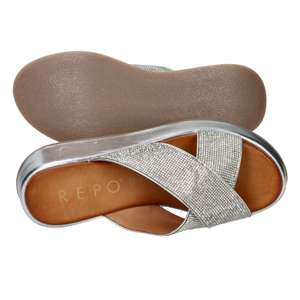 Sandalias de Plataforma con Tacón de Cuña Repo para Mujer, Plateadas, Talla 38, Tacón de 4 cm - Product Image 6