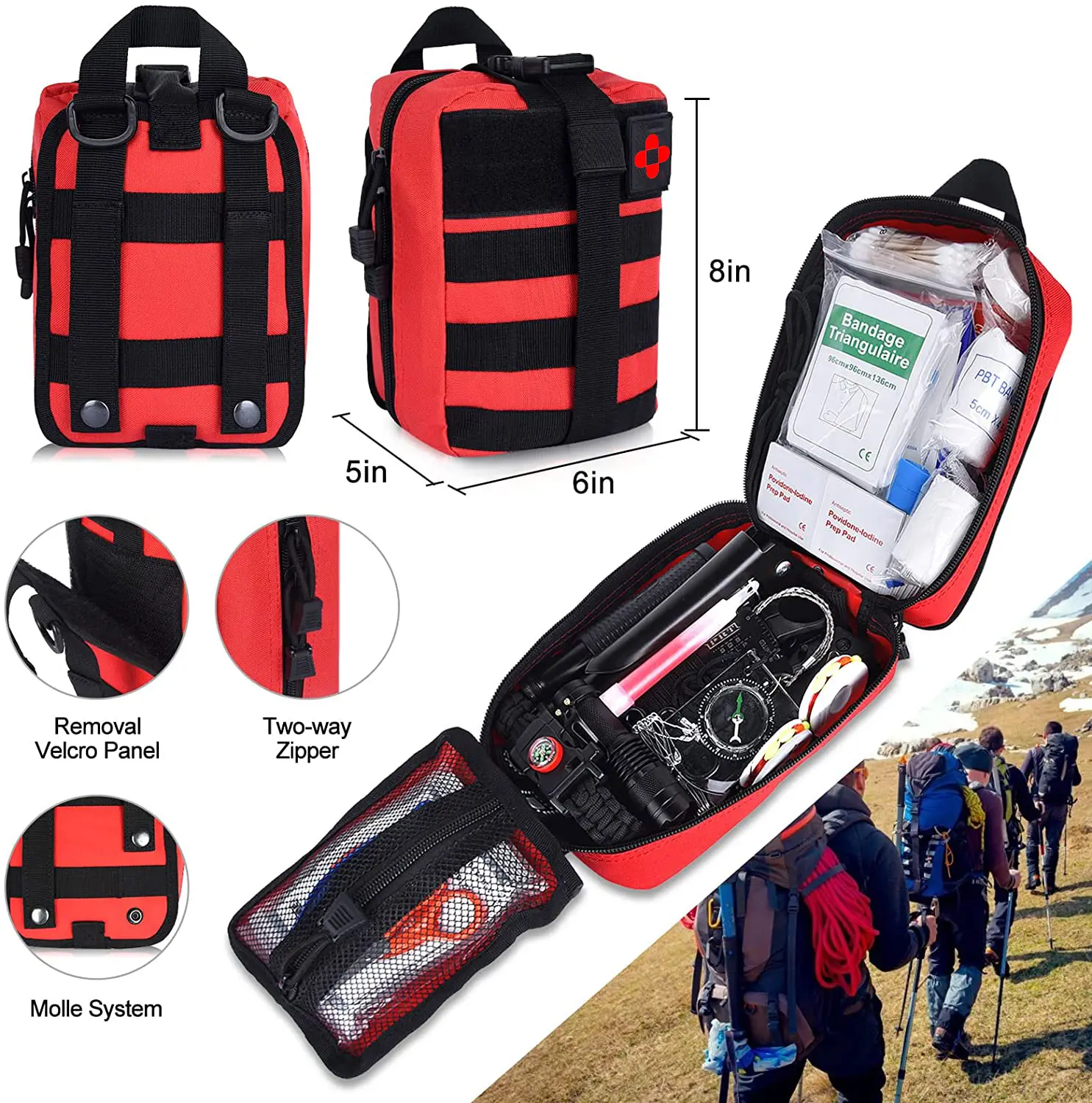 야외 캠핑 자연 재해 지진 긴급 키트 도끼 모험 응급 처치 Sos 방수 생존 도구 키트 세트