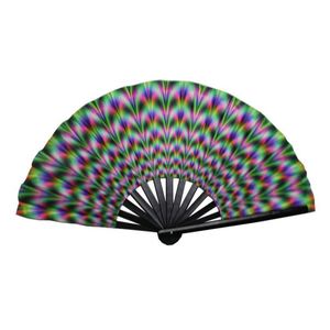 <b>Large</b> 13inch UV Glow Chinese Japanese Bamboo Folding Hand Rave <b>Fan</b> Music Festivals Club Parties Dance Performances Souvenir - Product Image 1