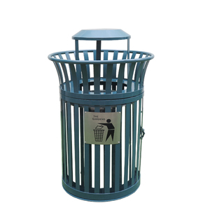 Hot sell Green Galvanized Steel Outdoor Recycling Bin Public Waste Garbage Bin On The Streets With Cover