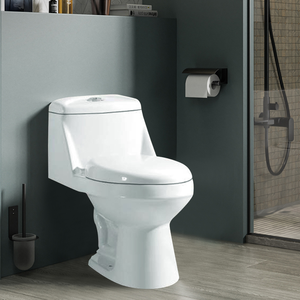 <span class=keywords><strong>WC</strong></span> monobloc en céramique à chasse d'eau horizontale, système siphonique, avec siphon en S intégré au sol - Product Image 1