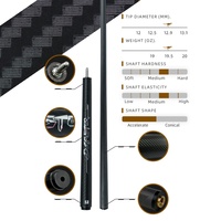 Tongkat Biliar Little Monster-Cyber 2-Piece Maple Forearm Carbon Fiber Jump Cue Uni-Loc Joint Hitam 41" Ujung 12.9mm Tas Kulit Lembut