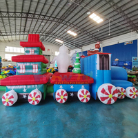 Décoration de Noël gonflable extérieure : Père Noël au volant d'un train pour pelouse et jardin, publicité gonflable de Noël