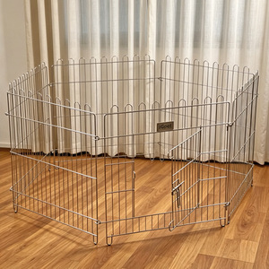 Clôture pour animaux de compagnie en acier inoxydable JGoet, rectangle pliable, pour petits chiens, utilisation en intérieur - Product Image 1