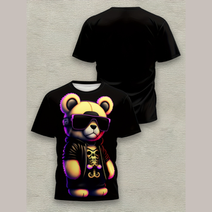T-shirt pour homme en polyester à col rond décontracté d'été avec impression 3D de motifs de dessins animés personnalisés - Product Image 5