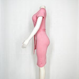 <span class=keywords><strong>Abito</strong></span> bendato a manica corta aderente <span class=keywords><strong>con</strong></span> lacci al ginocchio da donna di ultima generazione - Product Image 6