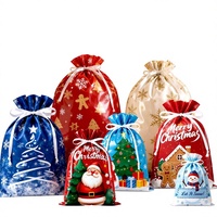 Tas Hadiah Natal Kantong Serut Aluminium Foil Souvenir Pesta Permen Kue Pernikahan Liburan Grosir Kustom 27 Desain 6 Ukuran