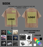 Camiseta Bordada de 270GSM para Hombre, Estilo Vintage, Teñida con Ácido, 100% Algodón, Hombros Caídos, Corte Holgado, Personalizada