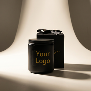 Bougie parfumée en cire de soja dans un bocal en verre noir de luxe, finition mate, style moderne minimaliste pour une esthétique sombre, décoration d'intérieur, cadeau de luxe - Product Image 5