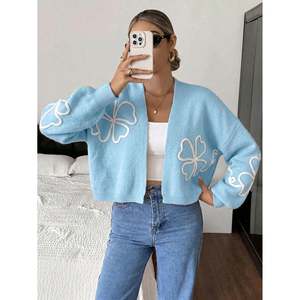 Floral Applique <b>Balloon</b> Sleeve <b>Cardigan</b> Apricot Women's <b>Cardigan</b> - Product Image 2