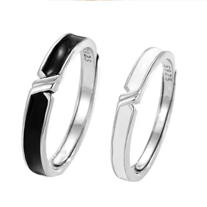 Распродажа ювелирных изделий 925 стерлингового серебра парное кольцо эпоксидное регулируемое обручальное кольцо для переноски на День Святого Валентина подарки на годовщину